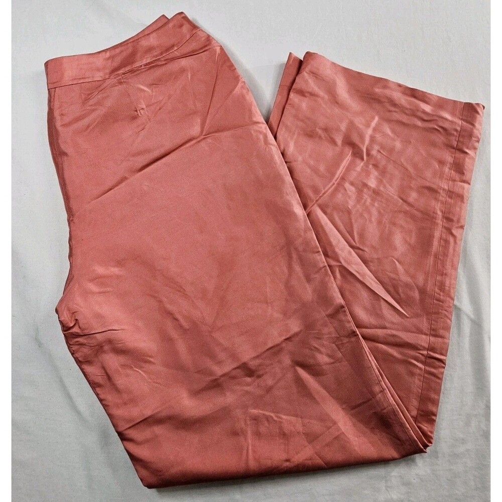 Casual Corner Pants Women's Size 8 Pink 100% Silk Wide Straight Leg Vintage Y2K